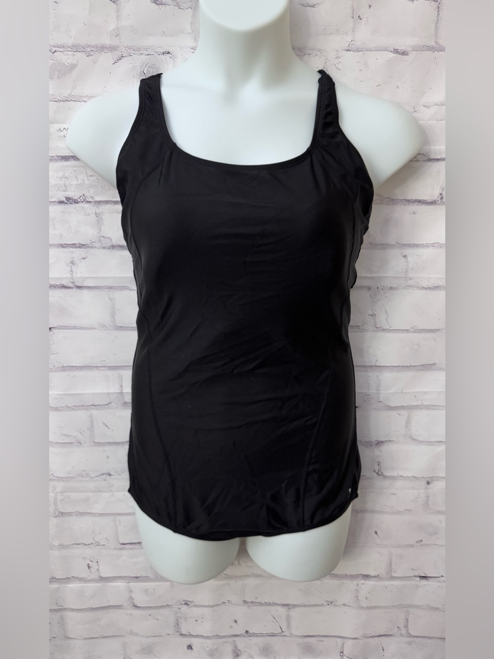 Speedo Plus Size 18 Solid One Piece Swimsuit Black Slimming Modest